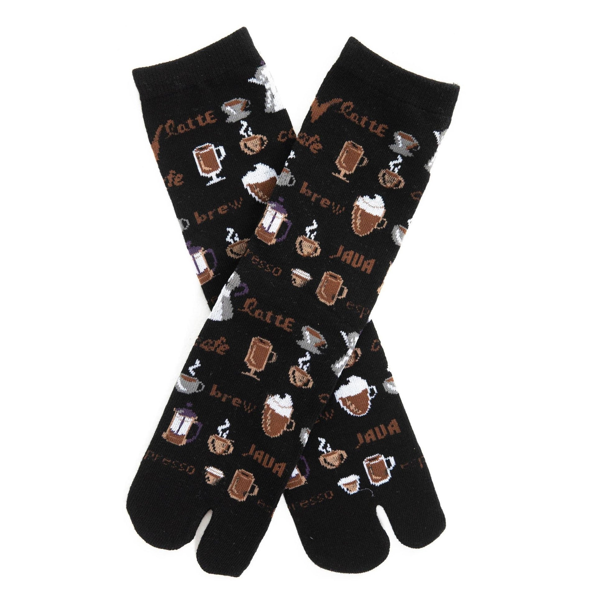 Jave Coffee Lover Split Toe Tabi Socks | Big Toe Flip Flop Socks | Japanese Novelty Crew Socks