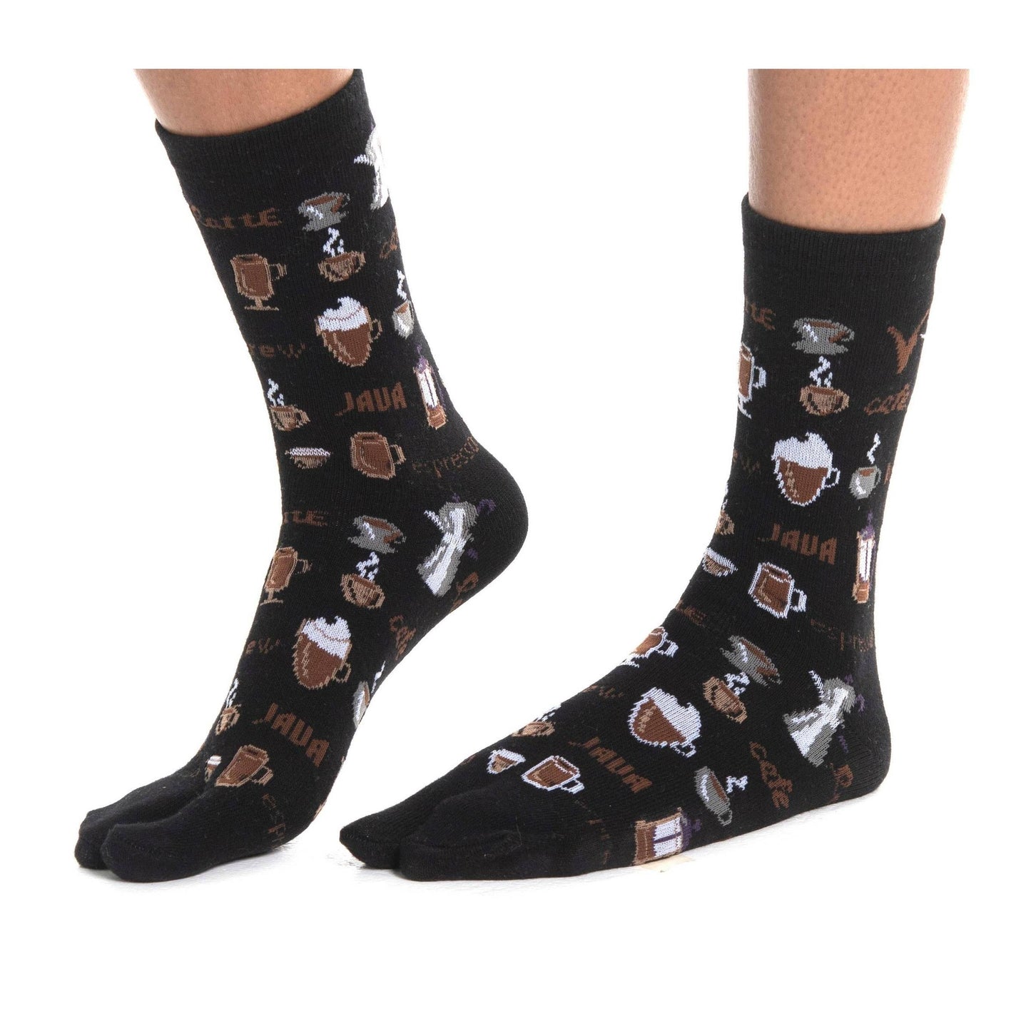 Jave Coffee Lover Split Toe Tabi Socks | Big Toe Flip Flop Socks | Japanese Novelty Crew Socks