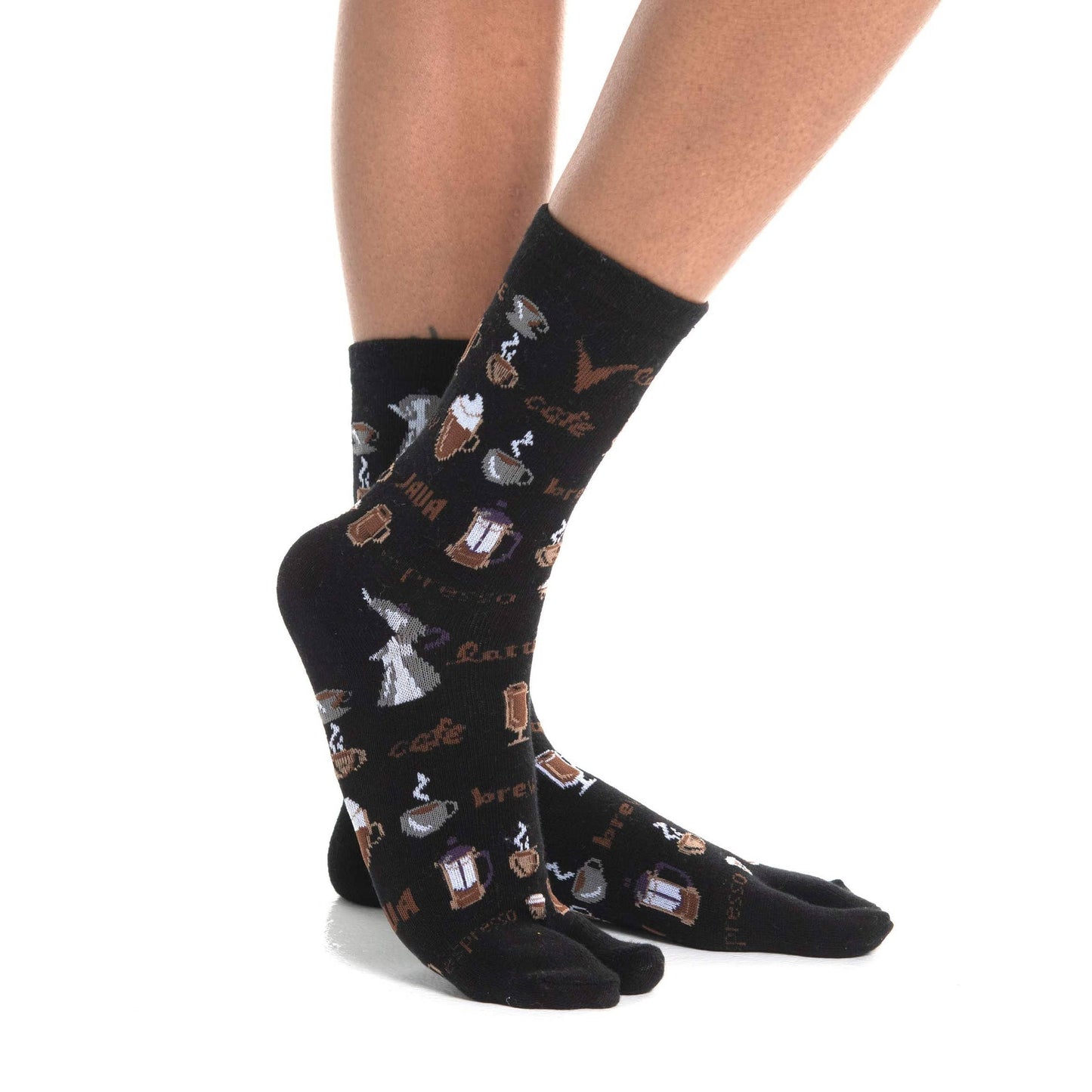Jave Coffee Lover Split Toe Tabi Socks | Big Toe Flip Flop Socks | Japanese Novelty Crew Socks
