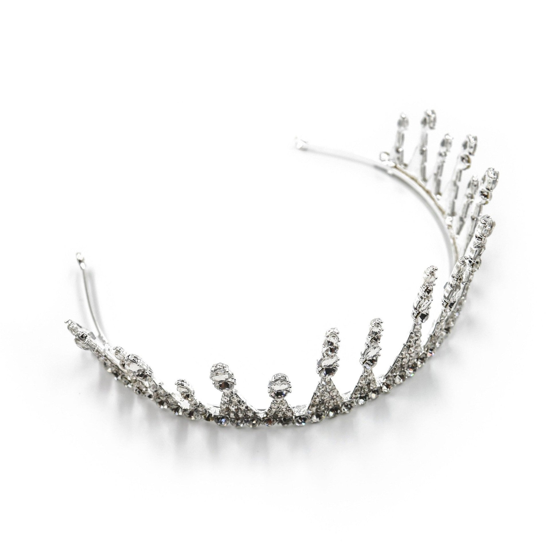 Jazz Age Skyscraper Tiara in Silver | Royalty Crown Bridal Hair Accessory