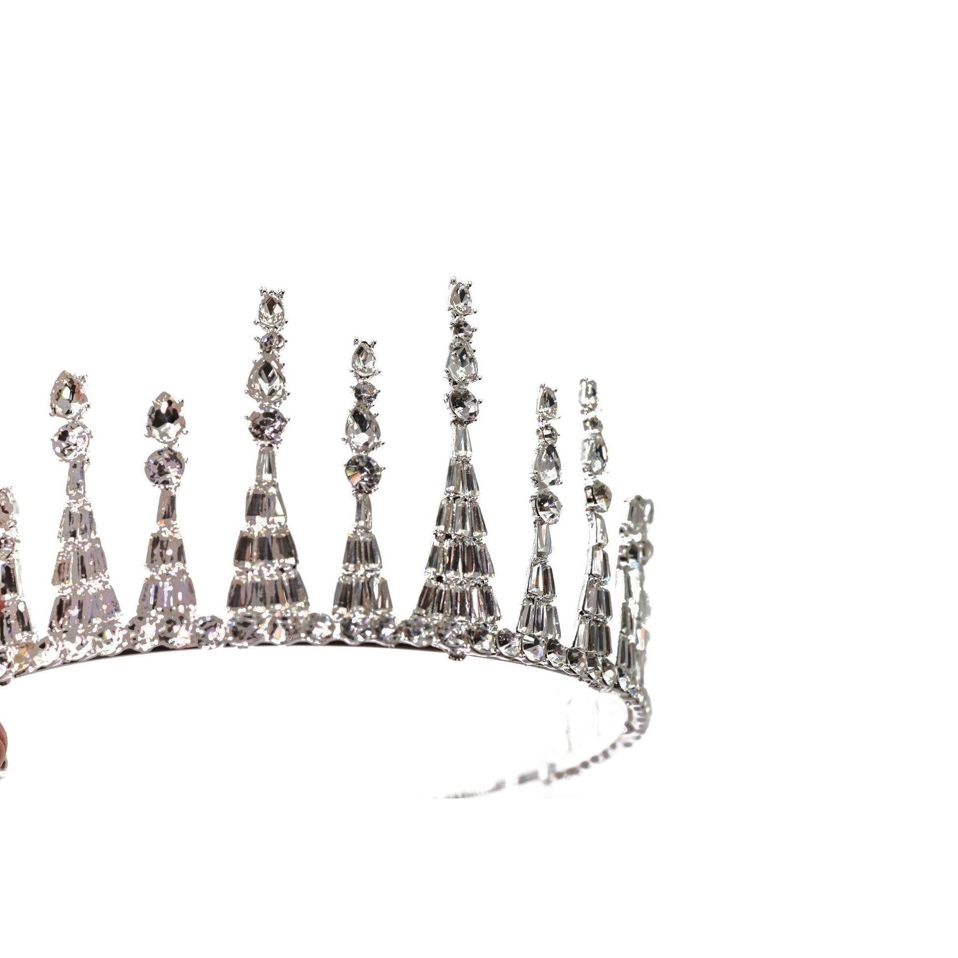 Jazz Age Skyscraper Tiara in Silver | Royalty Crown Bridal Hair Accessory