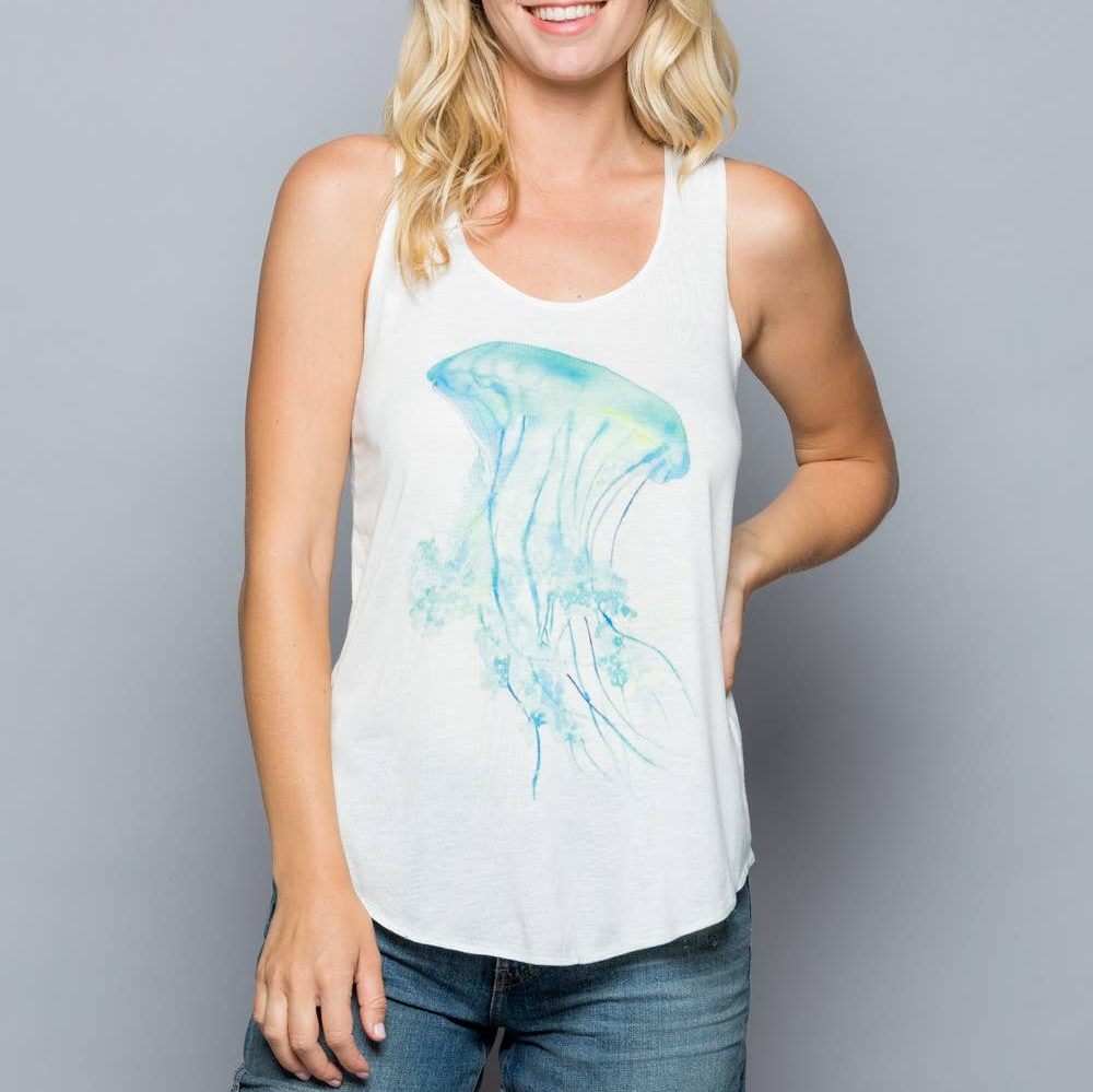 Jelly Fish Graphic Tank Top, Yoga Tank [Available in Sizes SM-XL]