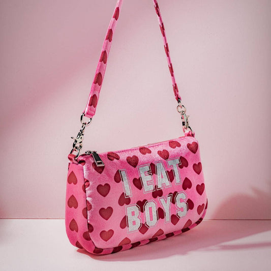 Jennifer's "I Eat Boys" Odor-Proof 🌱 Purse or Stash Bag | Heart Print Shoulder Handbag