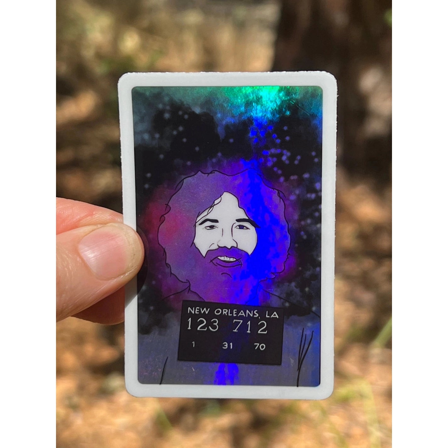 Jerry Garcia Mug Shot Hologram Vinyl Sticker | 3"
