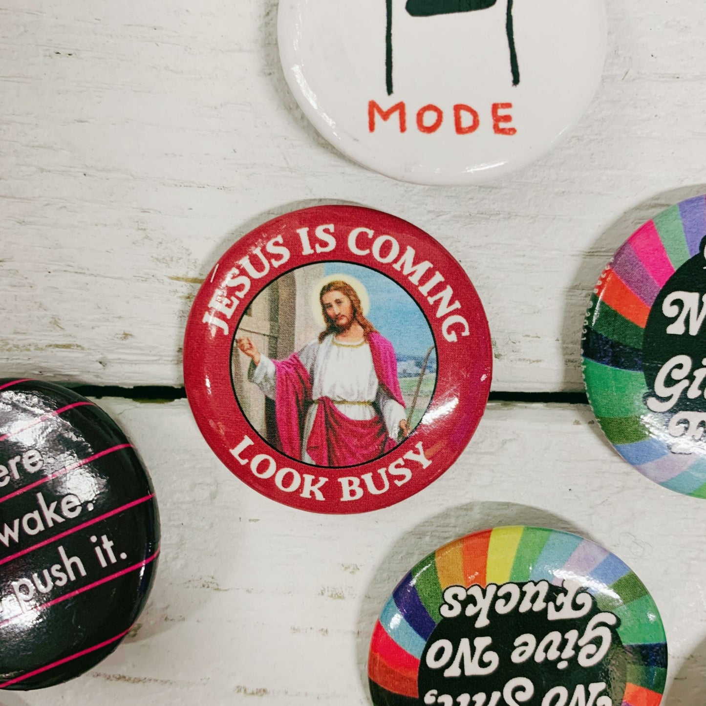 Jesus Is Coming. Look Busy Lapel Pin Button | Pinback Button Badge | 1.3"