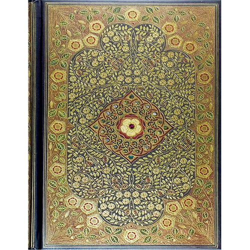 Jeweled Filigree Hard Cover Journal | Embossed Design in Gold | 6-1/4'' x 8-1/4''