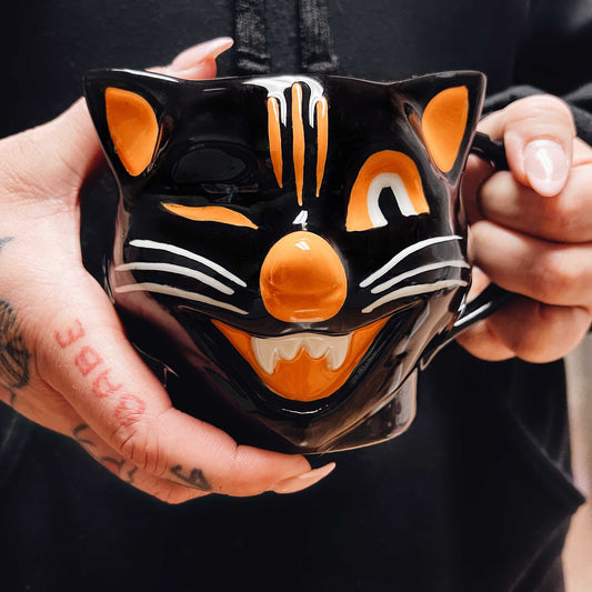 Jinx Cat Mug | Vintage-Inspired Ceramic Tea Coffee Cup | 11 oz