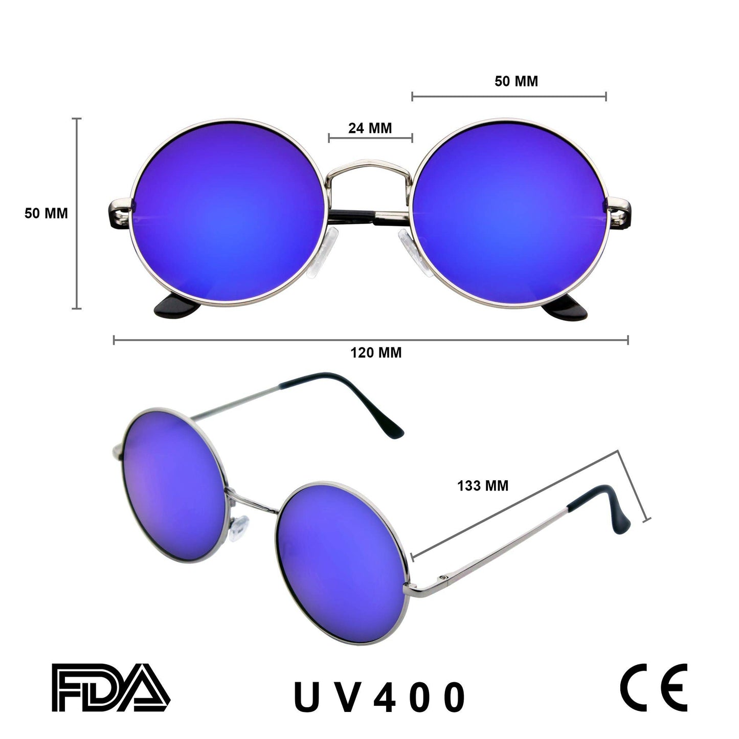 John Lennon Inspired Sunglasses | Round Hippie Retro Shades