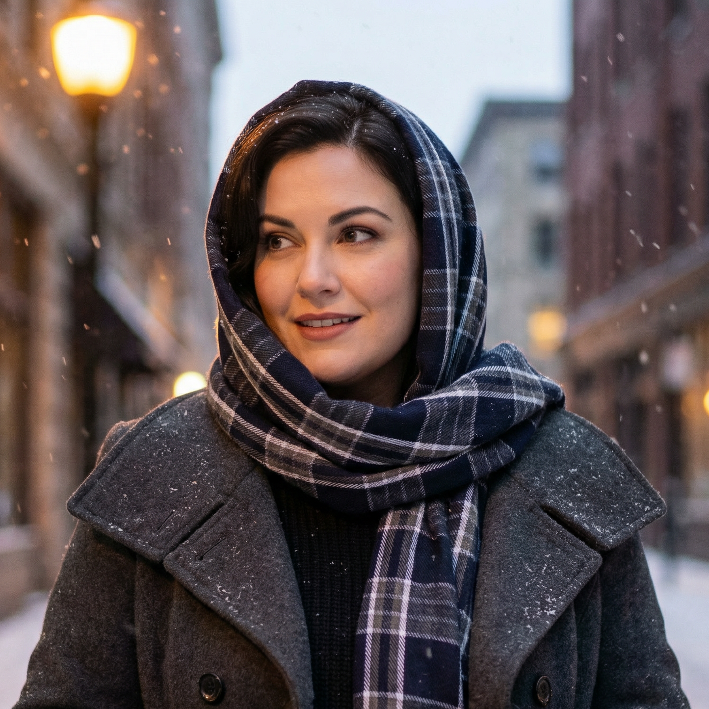 Jordan Navy Grey Plaid Pure Soft Cotton Unisex Scarf | 28" x 72"