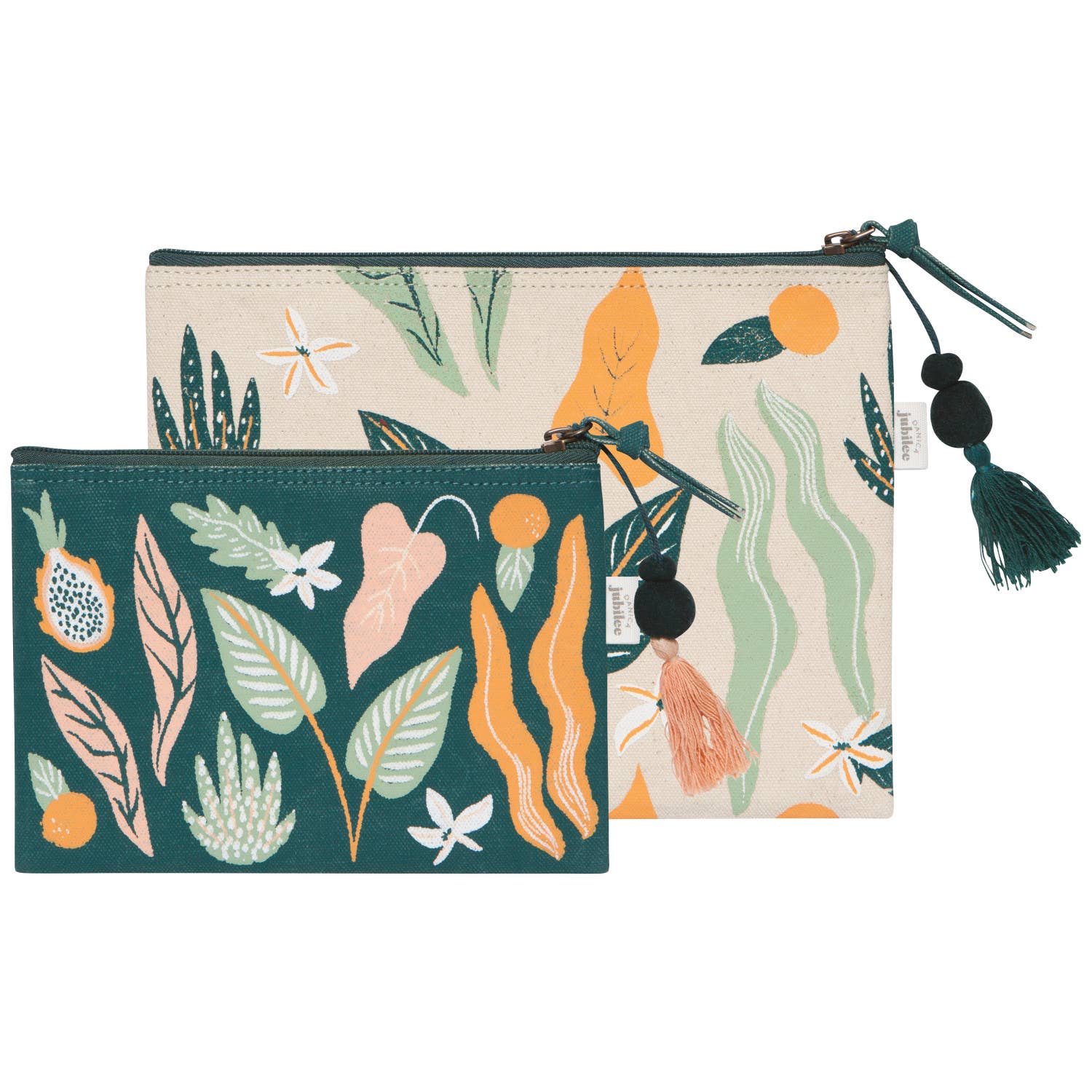 Jubilee Paradise Foliage Zipper Pouches Set of 2 | Storage Case Organizer