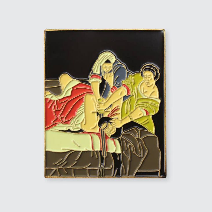 Judith Slaying Holofernes Extra Large Statement Enamel Pin | Soft Lapel Pin | 1.9" x 2.2"