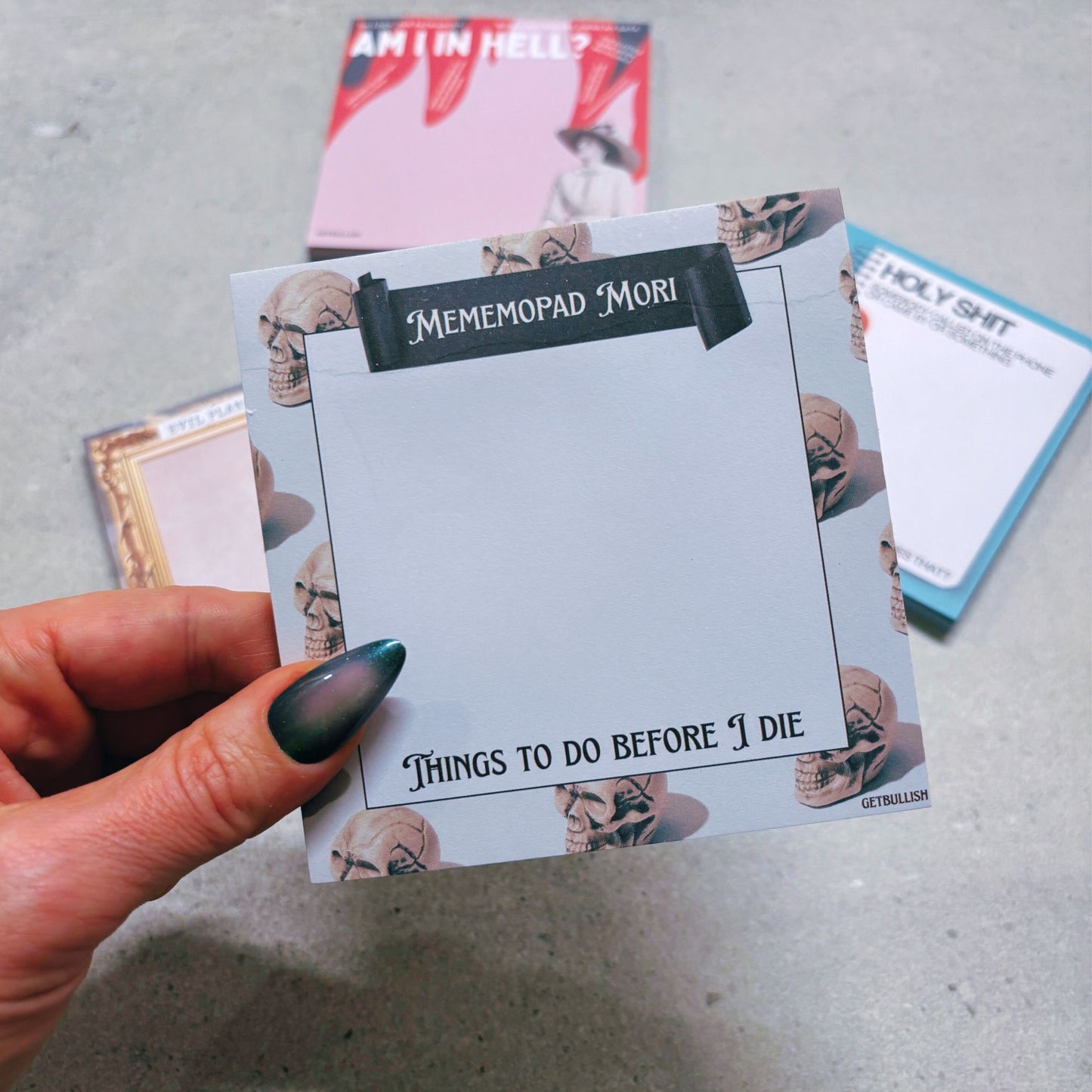 Mememopad Mori Jumbo Sticky Notes | Skull Notepad | 4" x 4" 50 Pages