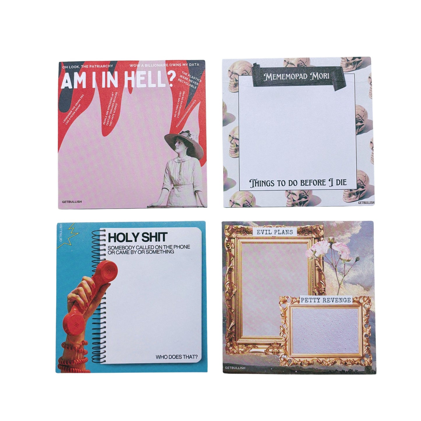 Jumbo GetBullish Sticky Notes Set | Funny Feminist 4" x 4" 50 Pages Each