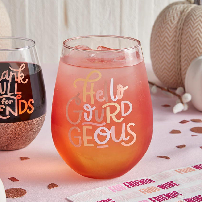 Jumbo Hello Gourdgeous Stemless Wine Glass | 30 Oz. | Holds an Entire Bottle of Wine!