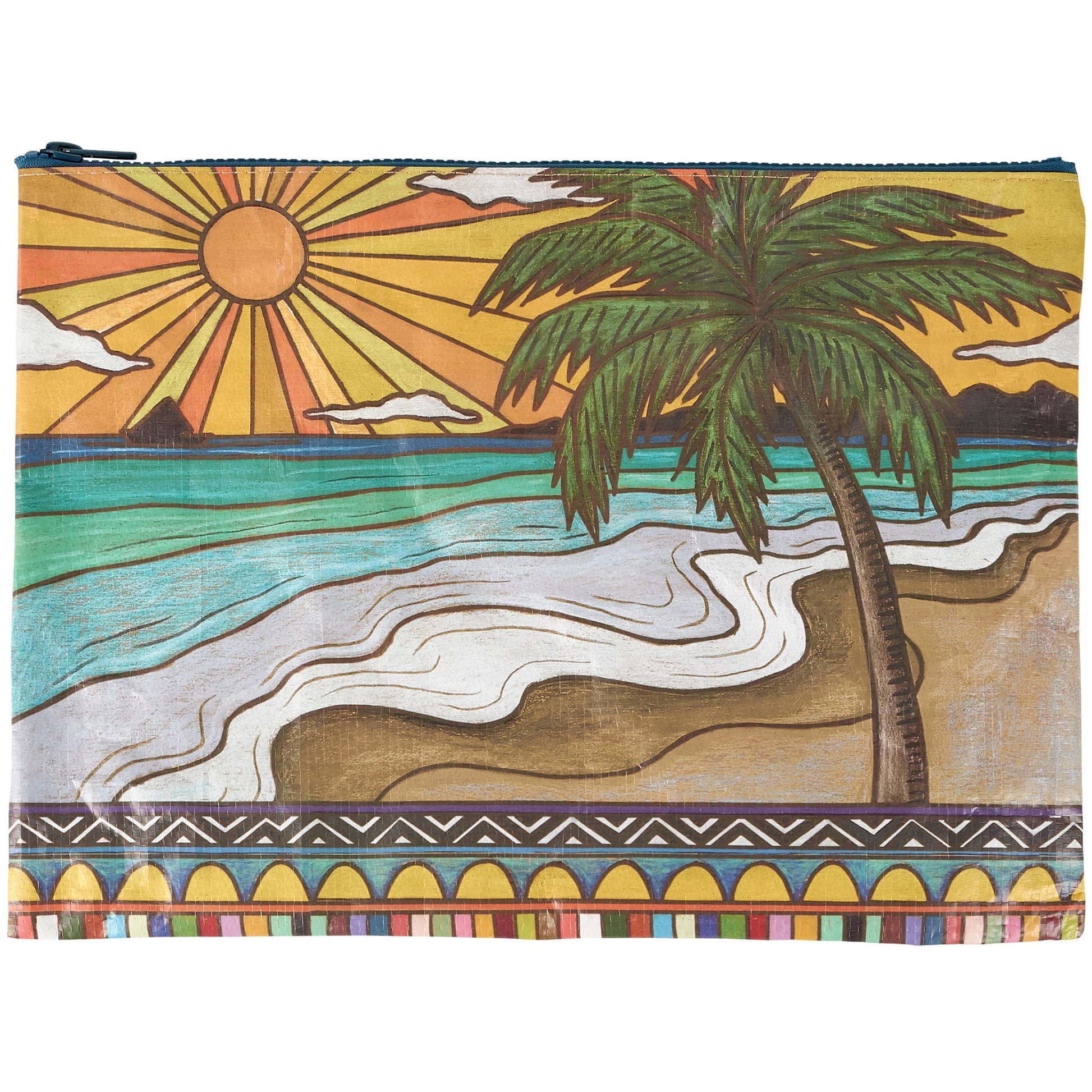 Jumbo Pouch Beach Days Zipper Folder | Double-sided Organizer Pouch | 14.25" x 10"