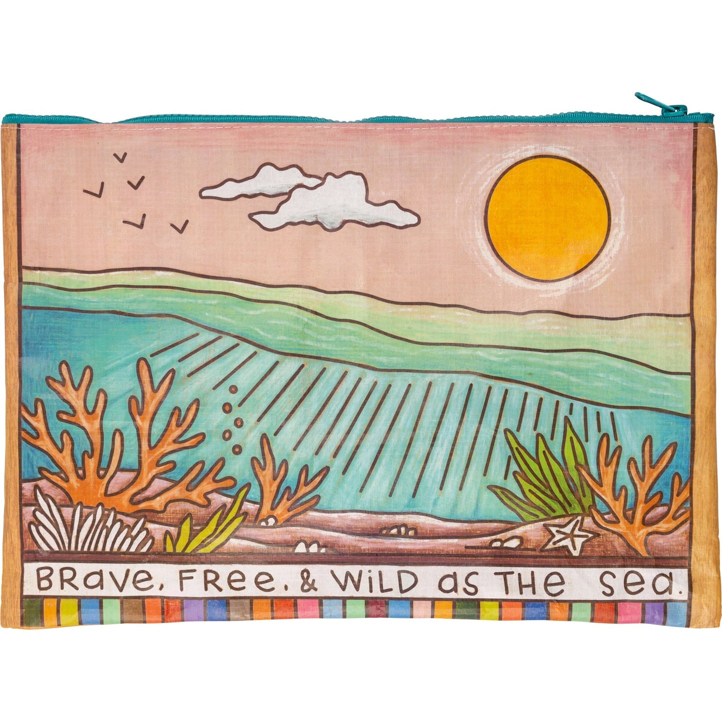 Jumbo Pouch Brave Free & Wild As The Sea Zipper Folder | 14.25" x 10"