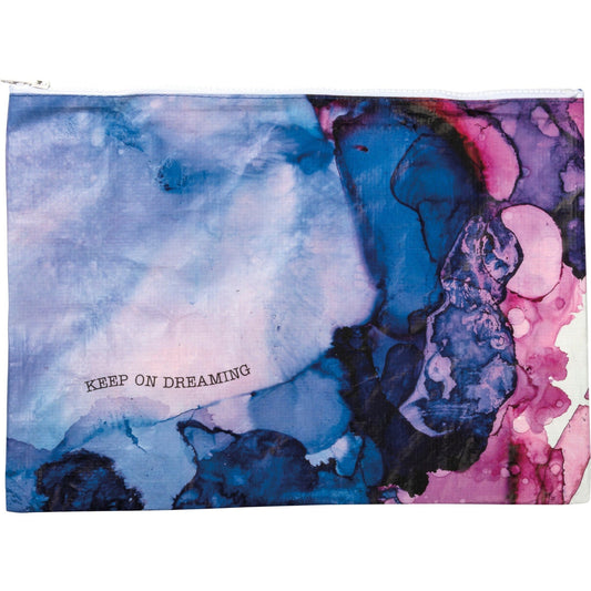 Jumbo Pouch Keep On Dreaming Watercolor Design Colorful Recycled Material Jumbo Zipper Folder | 14.25" x 10"