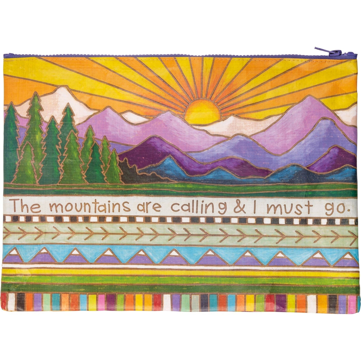 Jumbo Pouch Mountains Are Calling I Must Go Zipper Folder | Recycled Material Pouch | 14.25" x 10"