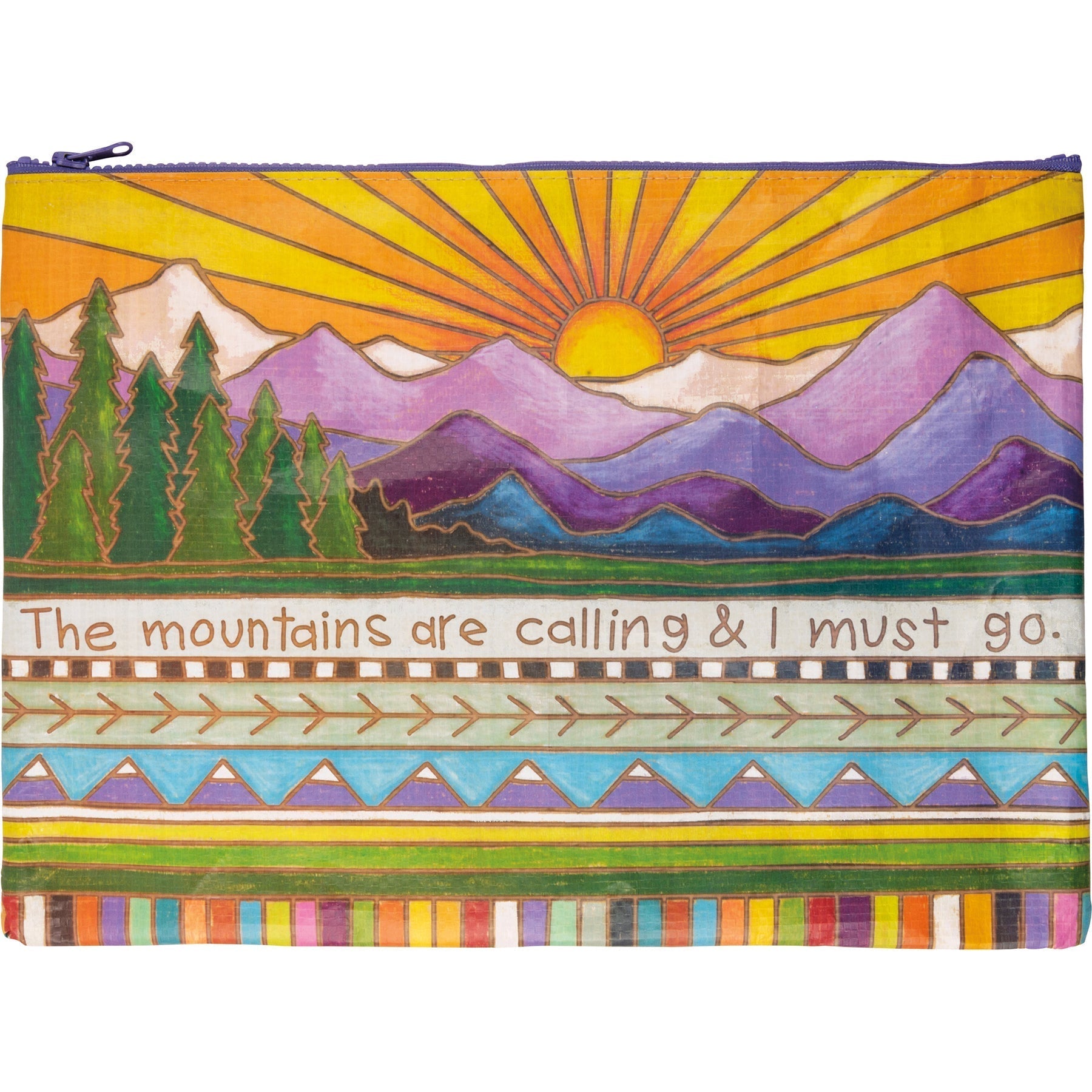 Jumbo Pouch Mountains Are Calling I Must Go Zipper Folder | Recycled Material Pouch | 14.25" x 10"