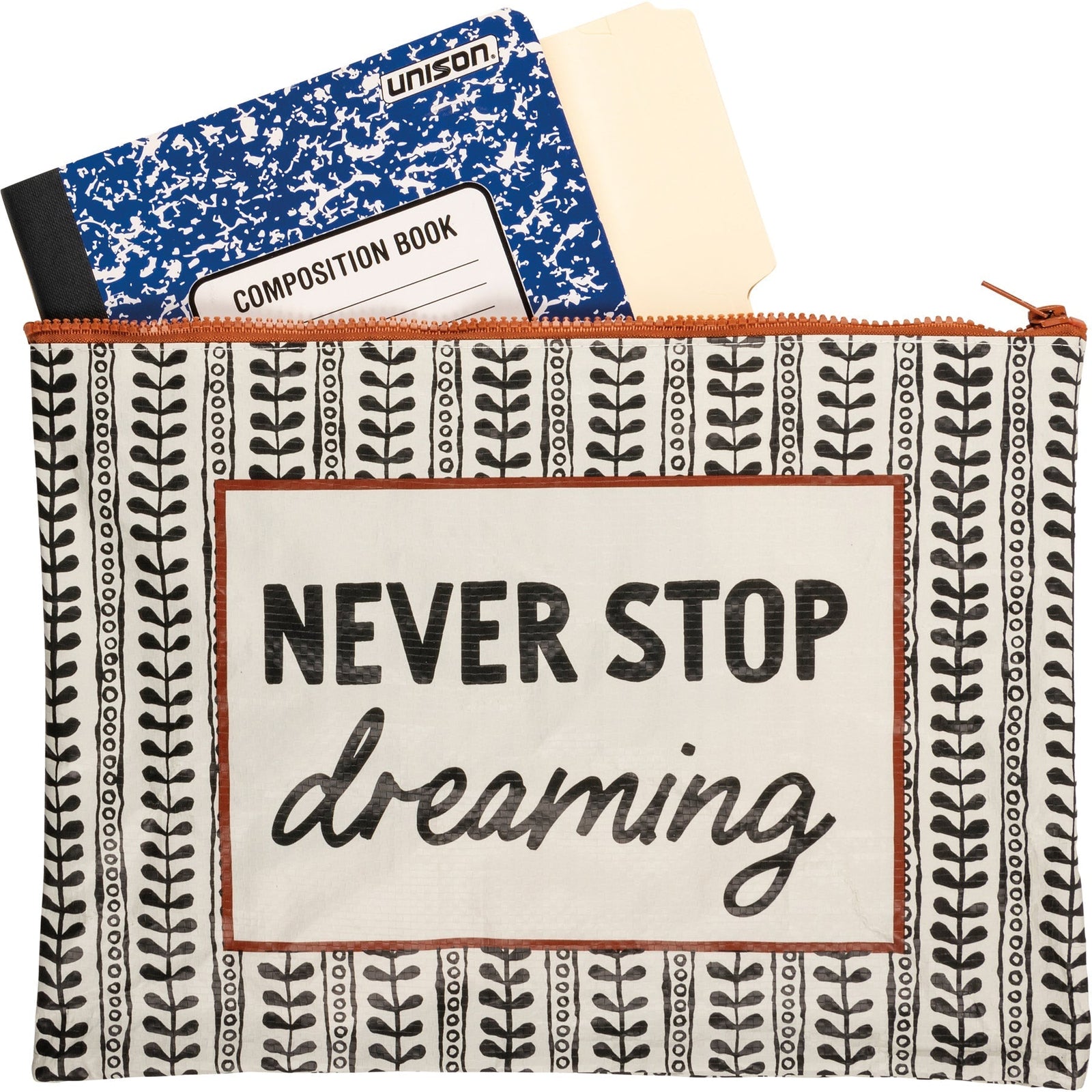 Jumbo Pouch Never Stop Dreaming Zipper Folder | 14.25" x 10"