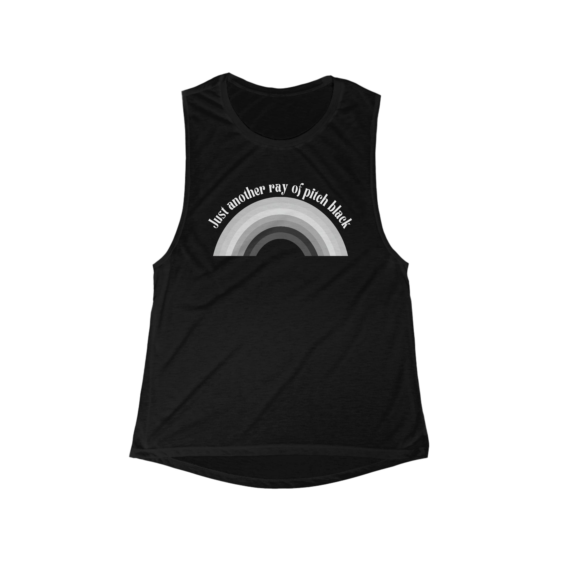 Just Another Ray of Pitch Black Flowy Scoop Muscle Tank