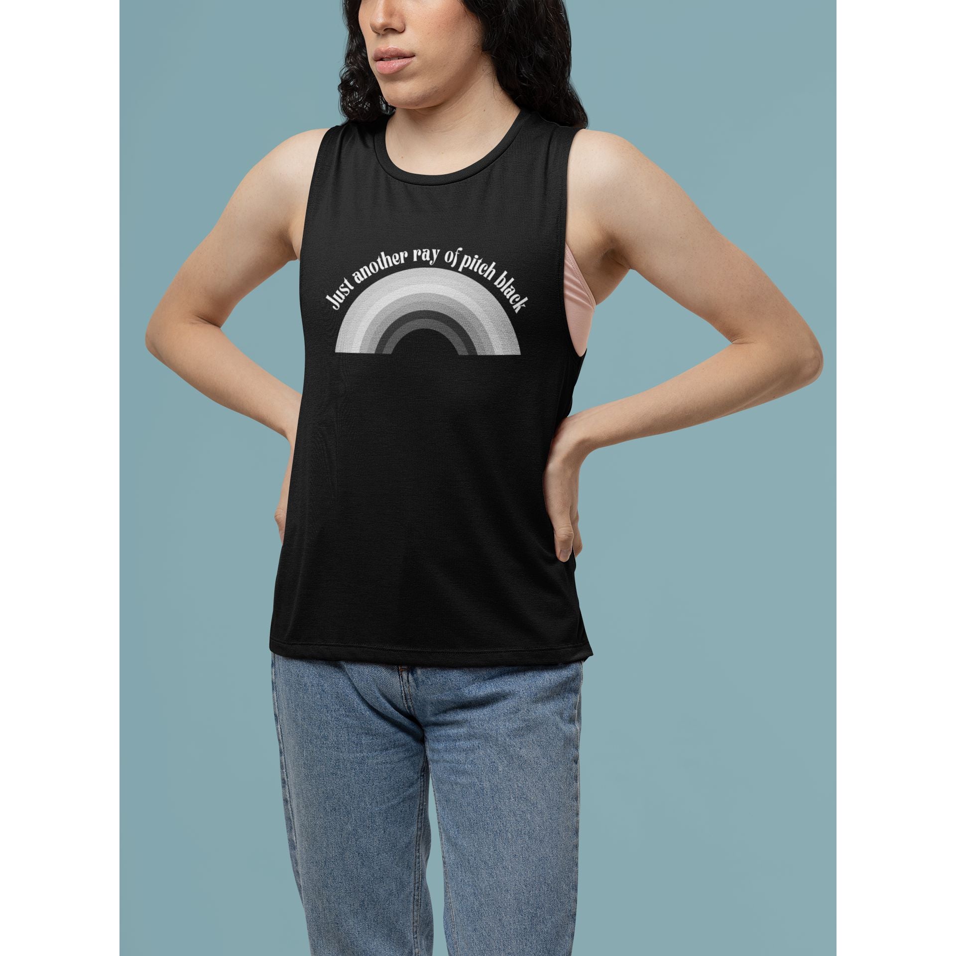 Just Another Ray of Pitch Black Flowy Scoop Muscle Tank