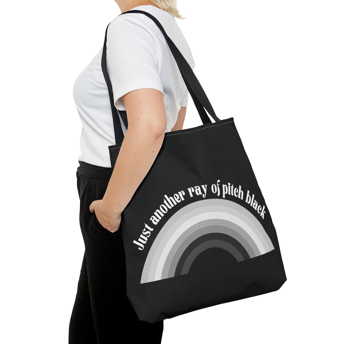 Just Another Ray of Pitch Black Tote Bag in Black | 18" x 18"