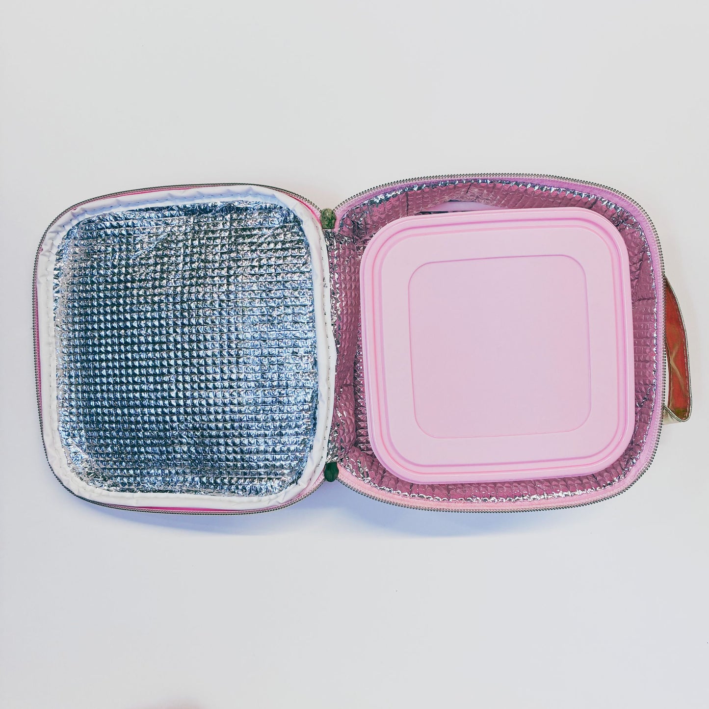 Just Chill Pink Combo Lunch Set | Sequin Embellished Lunch Bag and 6.25" Square Food Container