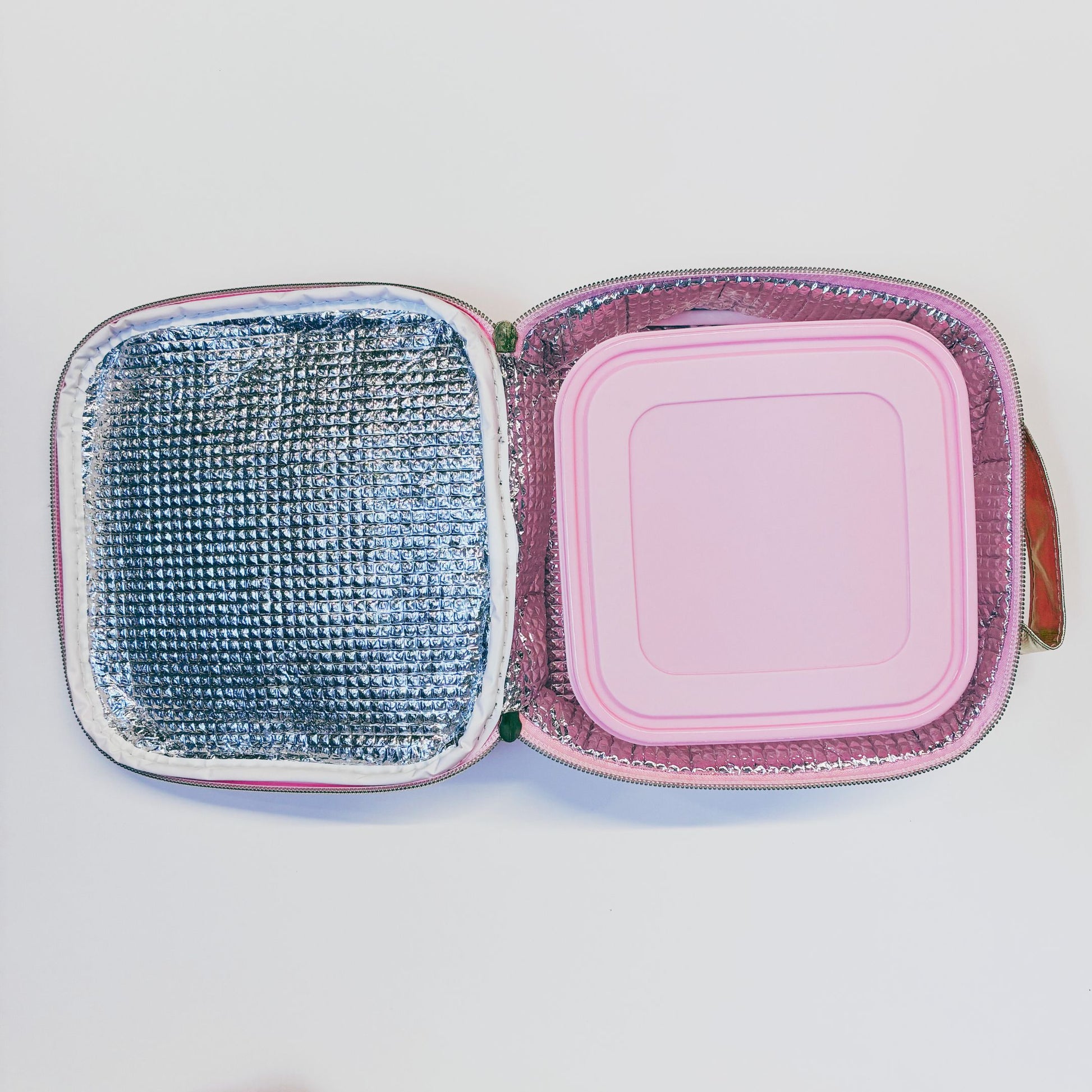 Just Chill Pink Combo Lunch Set | Sequin Embellished Lunch Bag and 6.25" Square Food Container