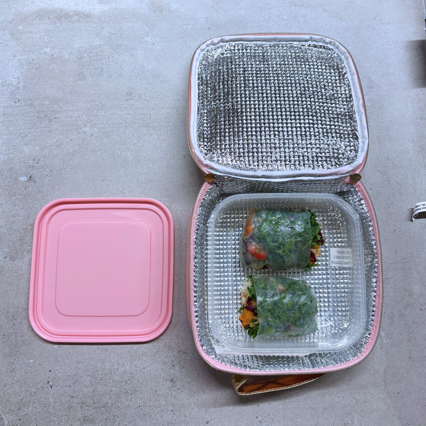 Just Chill Pink Combo Lunch Set | Sequin Embellished Lunch Bag and 6.25" Square Food Container