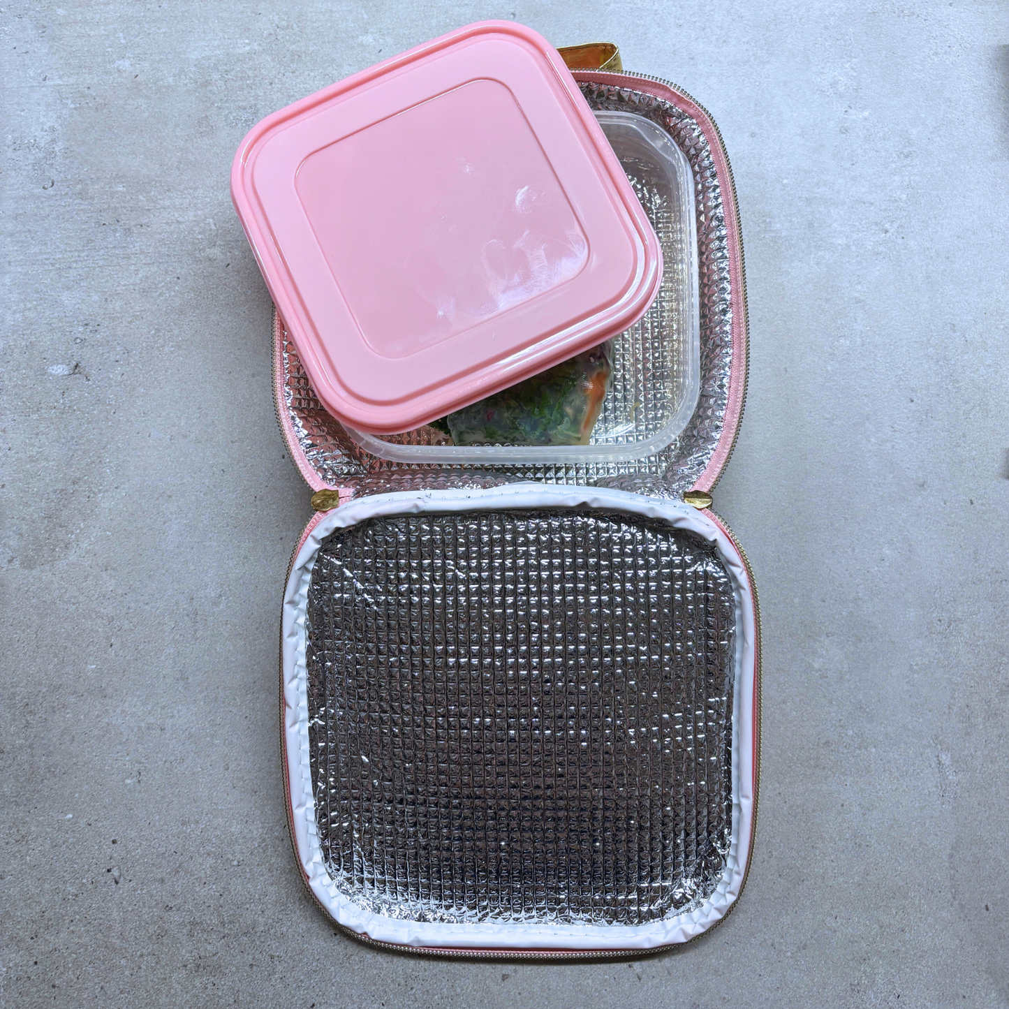 Just Chill Pink Combo Lunch Set | Sequin Embellished Lunch Bag and 6.25" Square Food Container