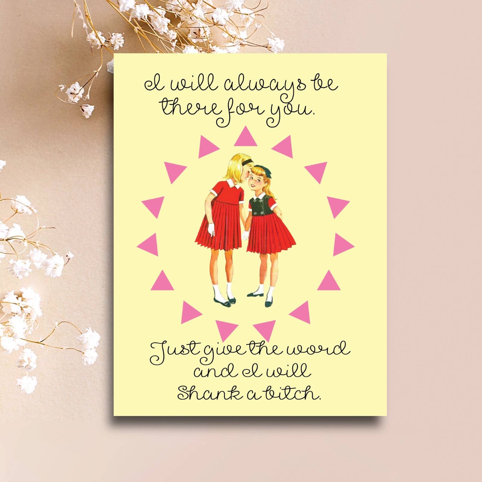 Just Give The Word And I Will Shank A Bitch Funny Card | Greeting Card | 4.25" x 5.5"