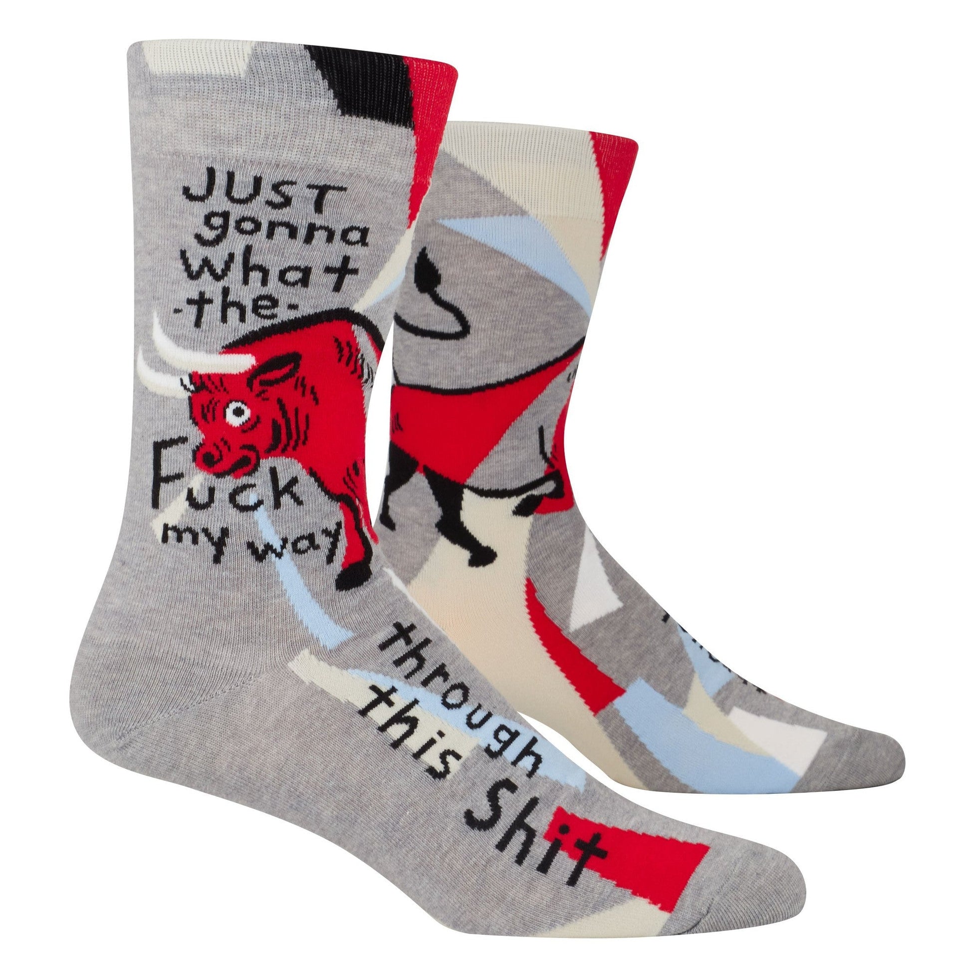 Just Gonna WTF My Way Through Men's Crew Socks | Novelty Funny Socks | BlueQ at GetBullish