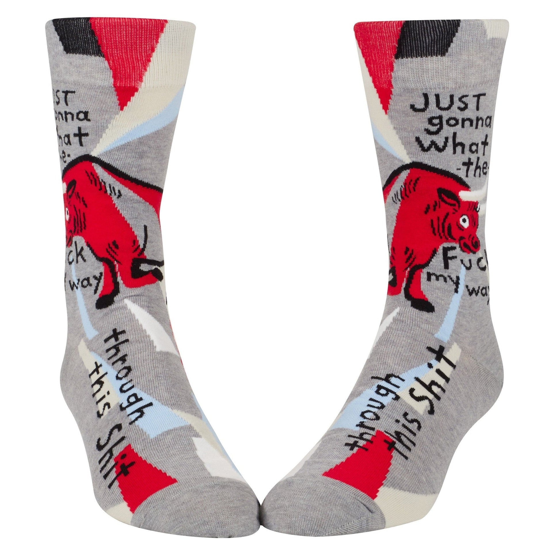 Just Gonna WTF My Way Through Men's Crew Socks | Novelty Funny Socks | BlueQ at GetBullish