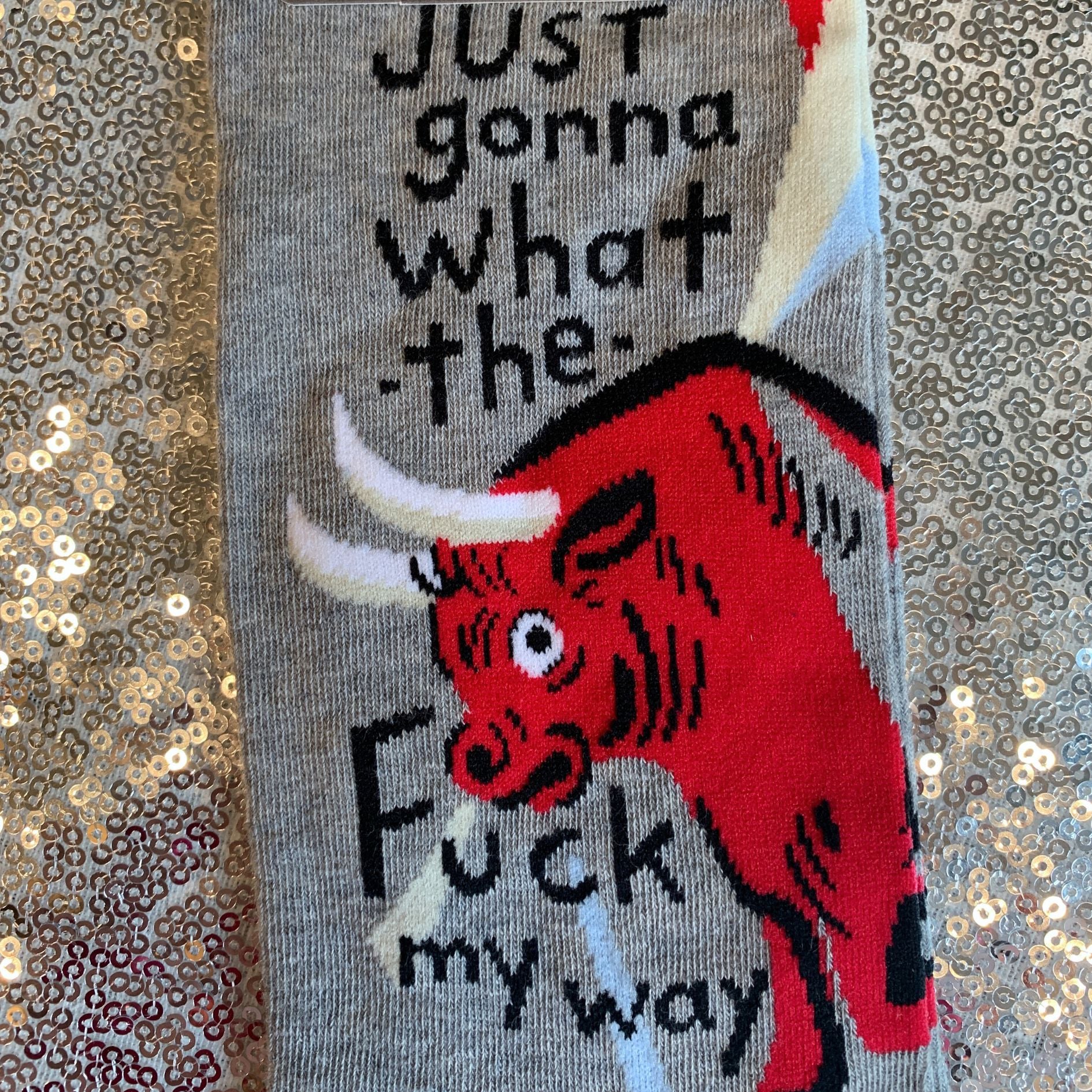 Just Gonna WTF My Way Through Men's Crew Socks | Novelty Funny Socks | BlueQ at GetBullish