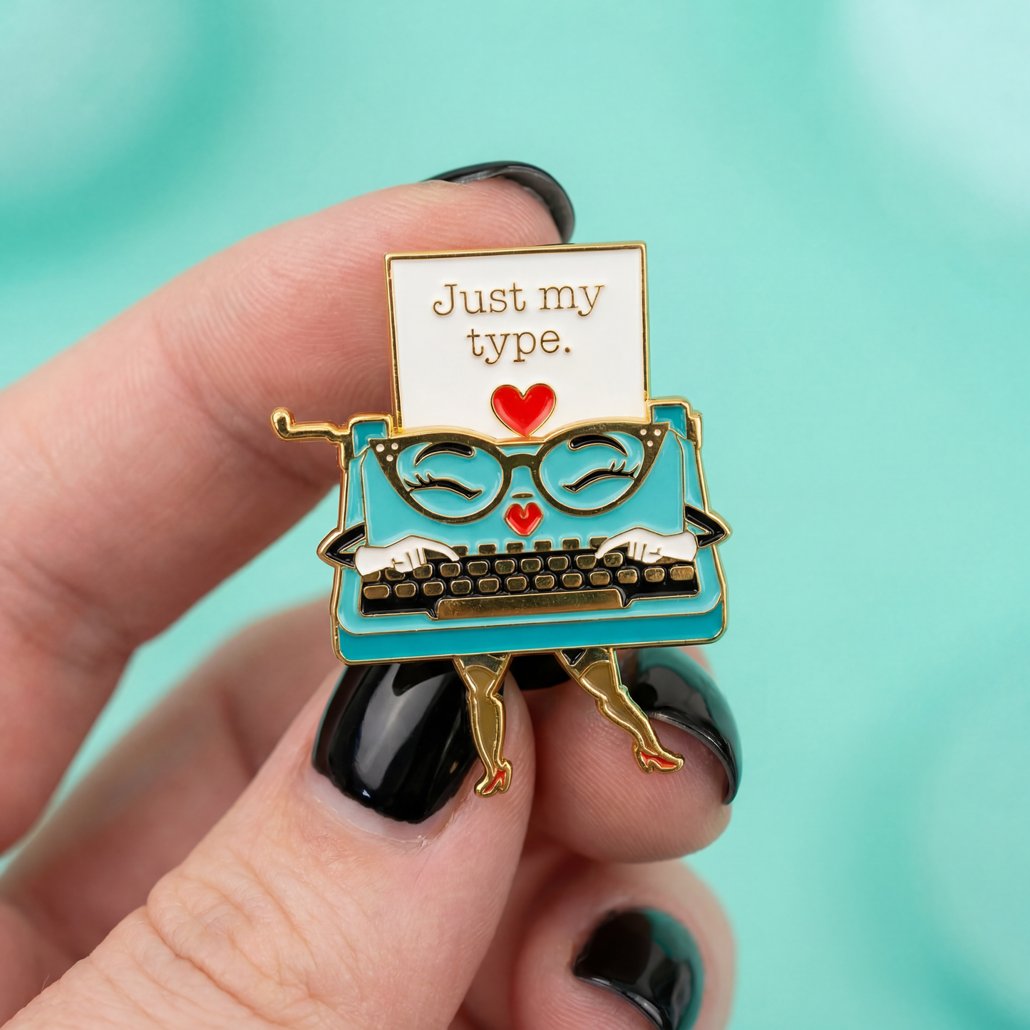 Just My Type Moving Enamel Pin | Typewriter, Moving Paper