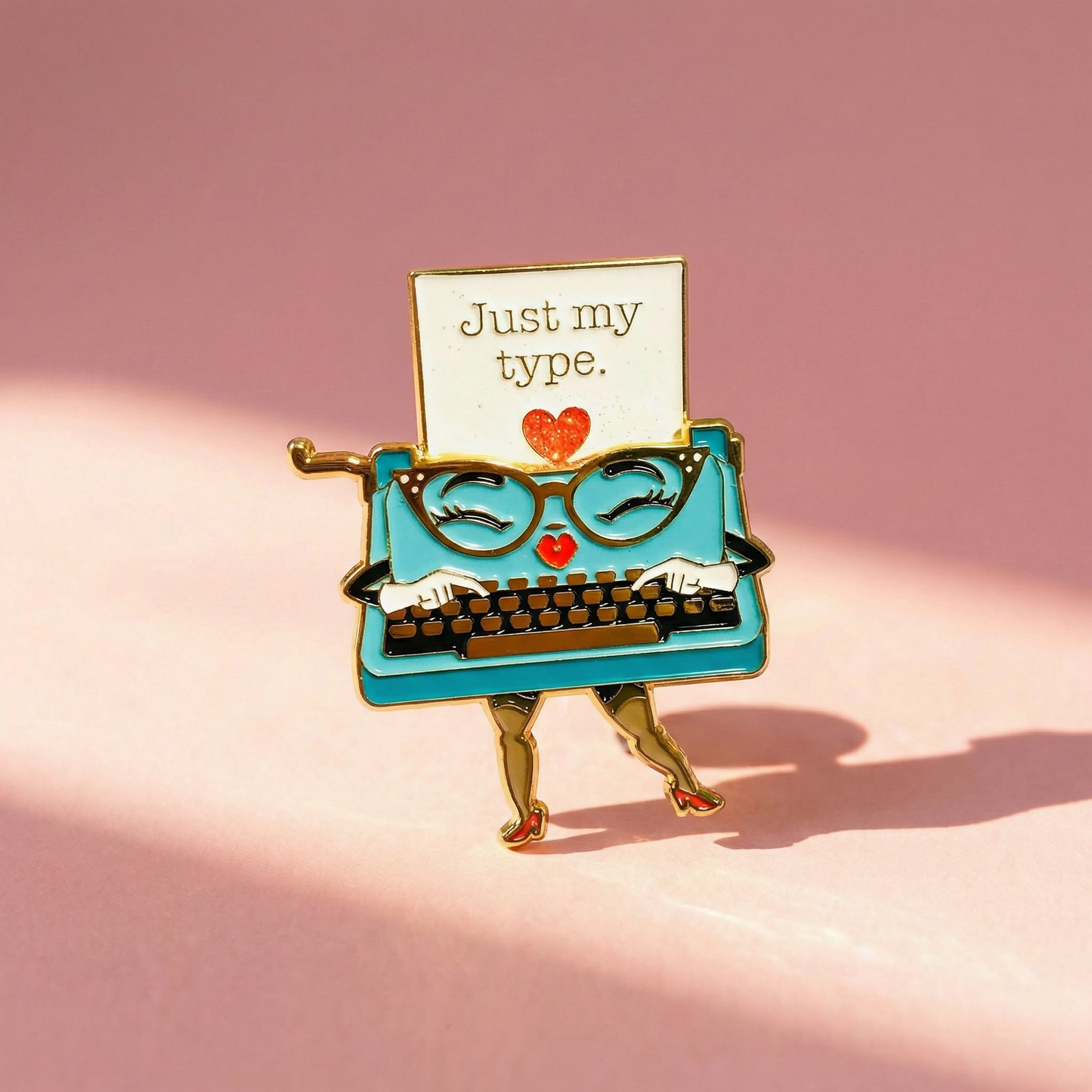 Just My Type Moving Enamel Pin | Typewriter, Moving Paper