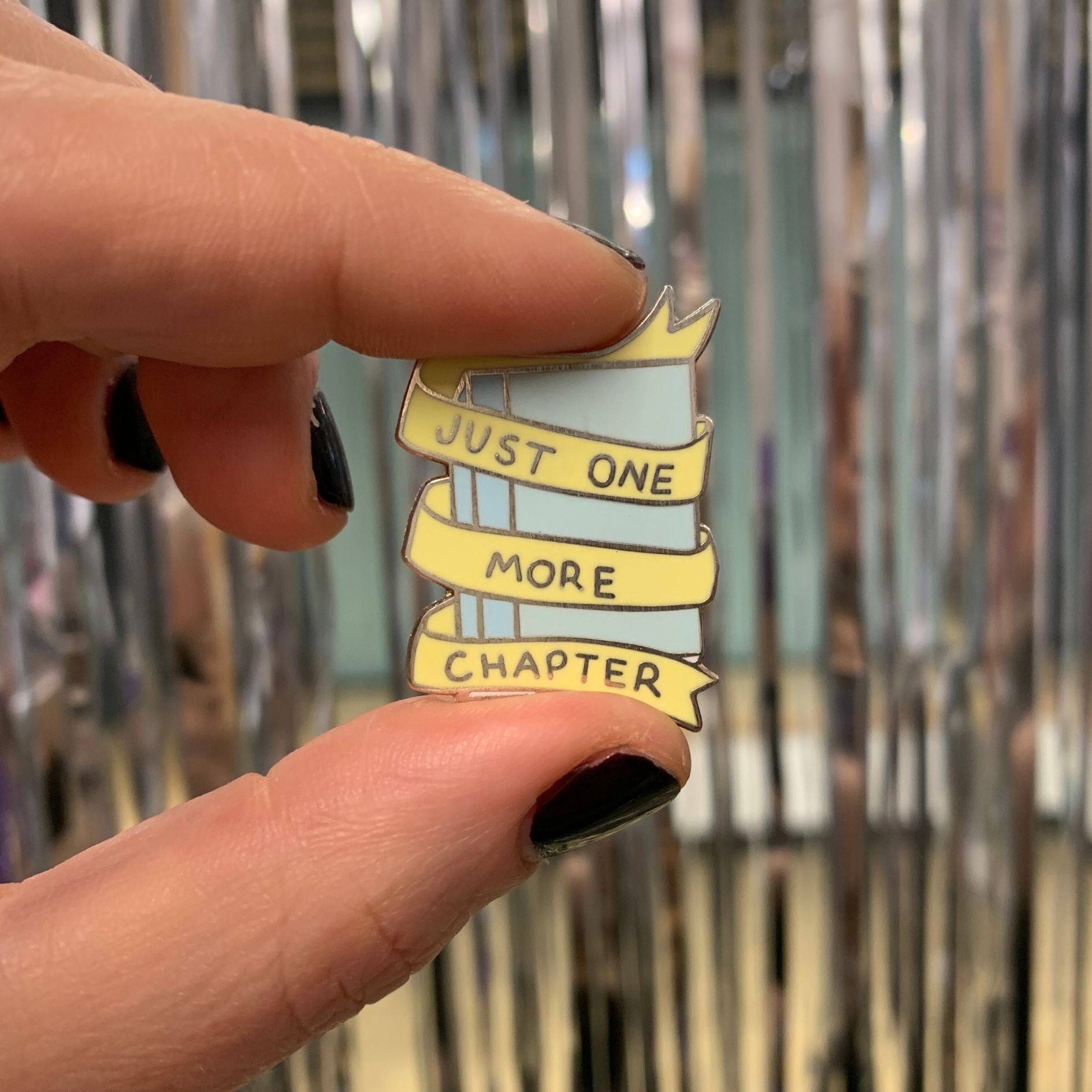 Just One More Chapter Enamel Pin | Book Lovers Bibliophile Brooch Lapel Pin