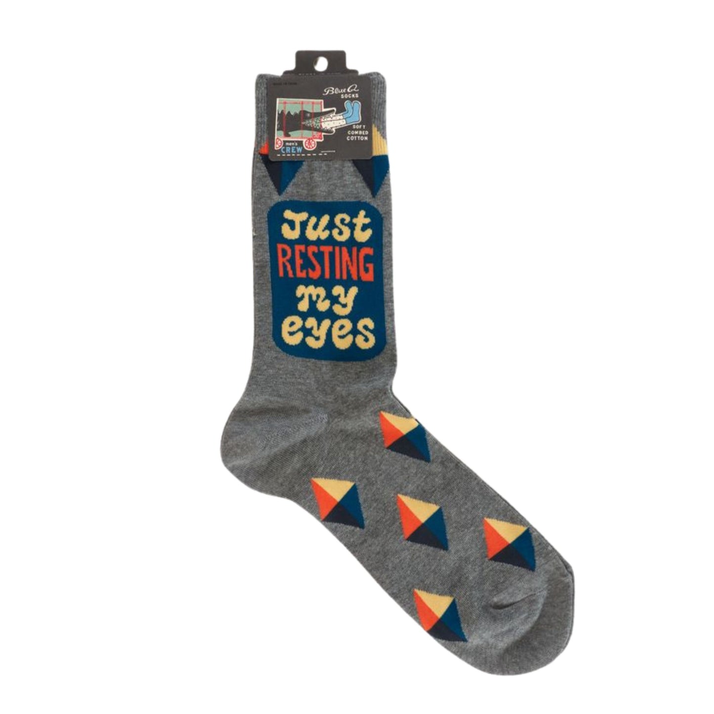 Just Resting My Eyes Men's Crew Socks | Novelty Socks | BlueQ at GetBullish