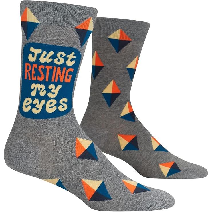 Just Resting My Eyes Men's Crew Socks | Novelty Socks | BlueQ at GetBullish