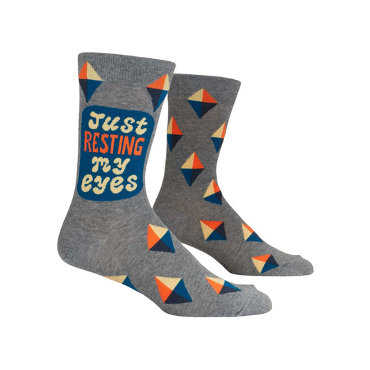 Just Resting My Eyes Men's Crew Socks | Novelty Socks | BlueQ at GetBullish
