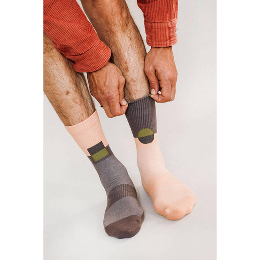 KC Crew Socks in Plum | Men's Mismatched Two-Tone Crew Socks | One Size Fits All