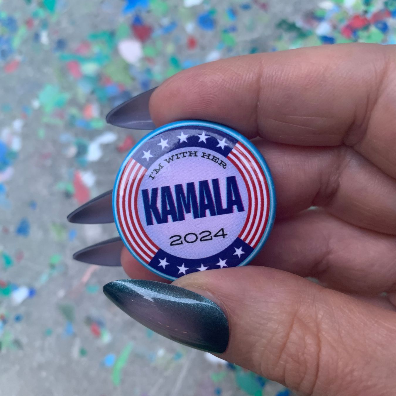 Kamala 2024 I'm With Her 1.25" Pinback Button Metal Pin