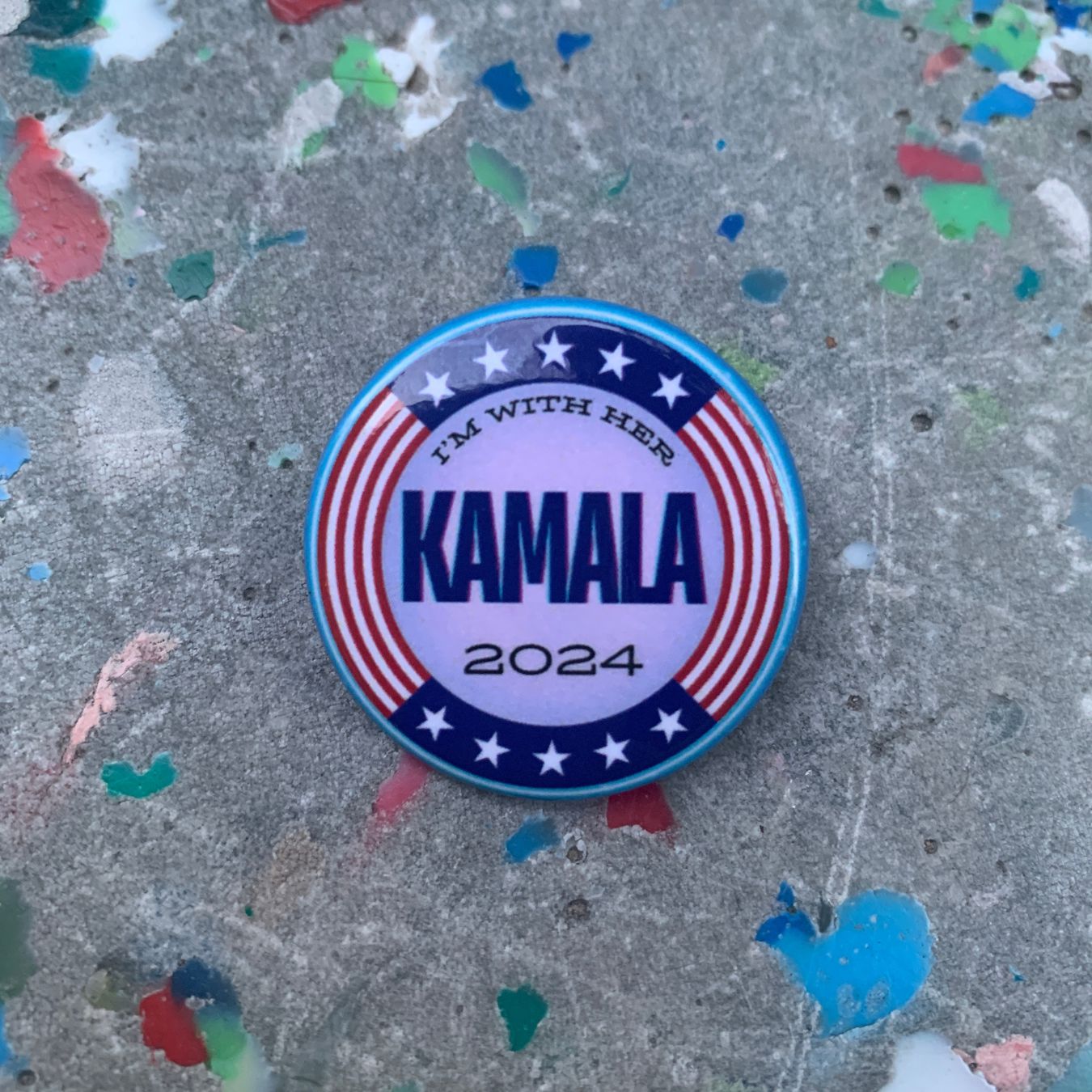 Kamala 2024 I'm With Her 1.25" Pinback Button Metal Pin