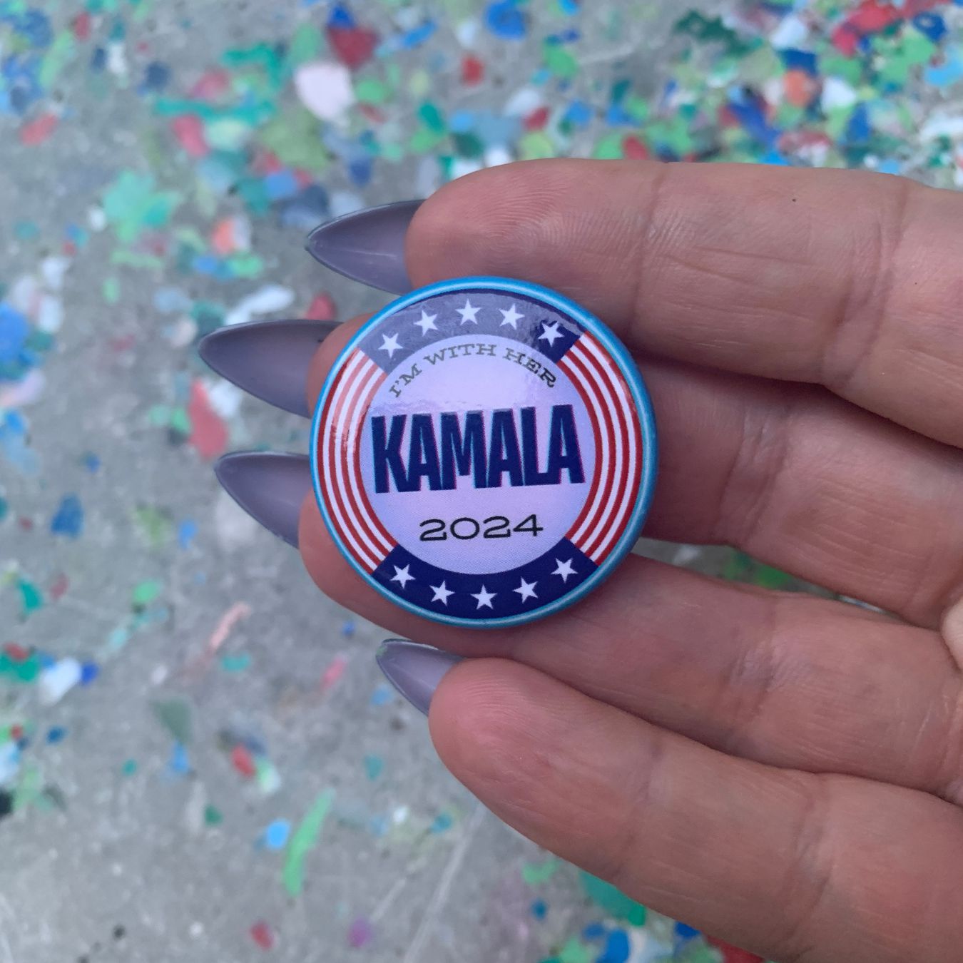 Kamala 2024 I'm With Her 1.25" Pinback Button Metal Pin