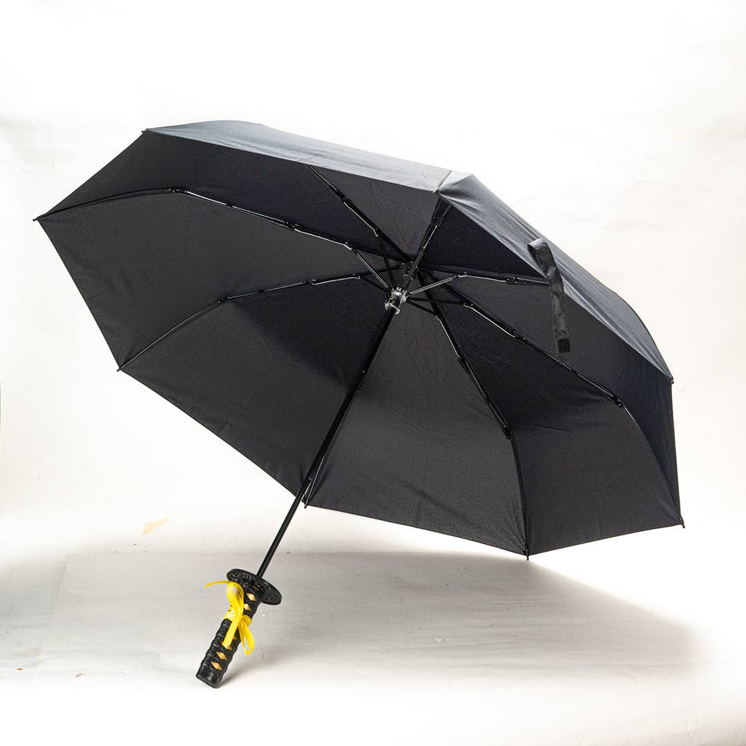Katana Handle Dragon Umbrella | Samurai-Inspired Nylon Umbrella with Gold Dragon Design