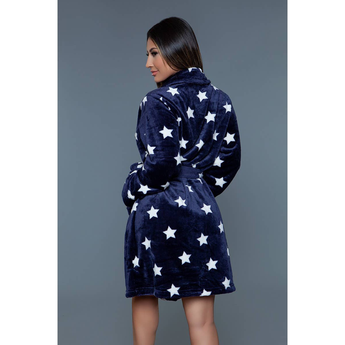 Kaylee Robe Navy & White Star Print | GIftable Luxurious Ultra Soft [Size L/XL Only]