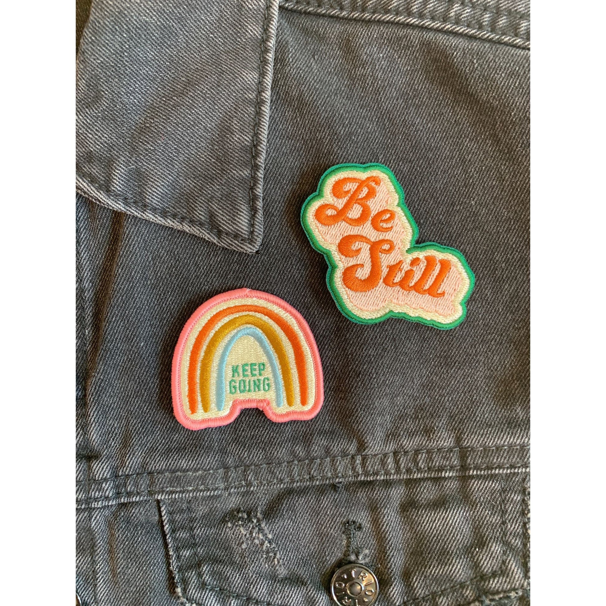 Keep Going Iron-On Patch in Rainbow Design | Embroidered Heat-transfer Patch