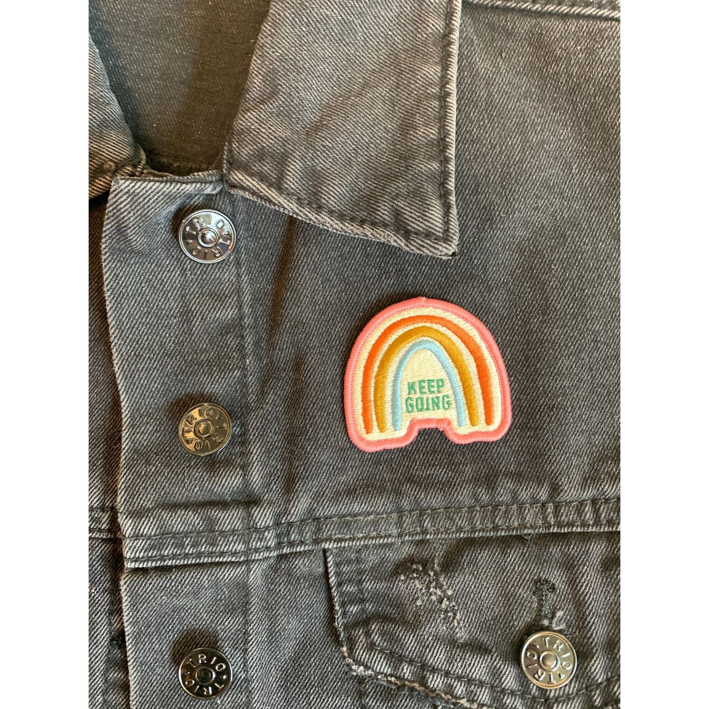 Keep Going Iron-On Patch in Rainbow Design | Embroidered Heat-transfer Patch