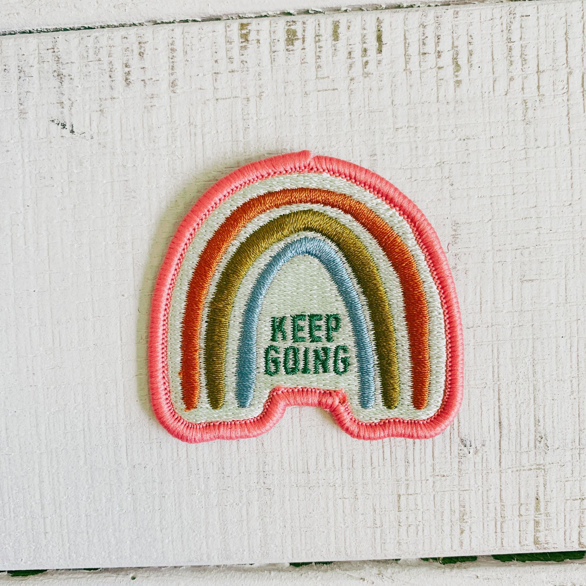 Keep Going Iron-On Patch in Rainbow Design | Embroidered Heat-transfer Patch